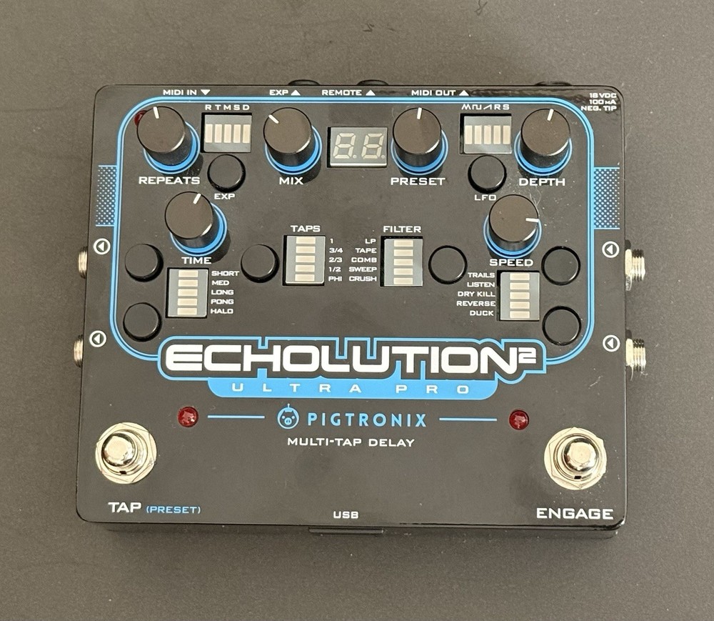 Pigtronix Echolution 2 Ultra Pro Digital Multi-Tap Delay Pedal E2U Guitar/Bass