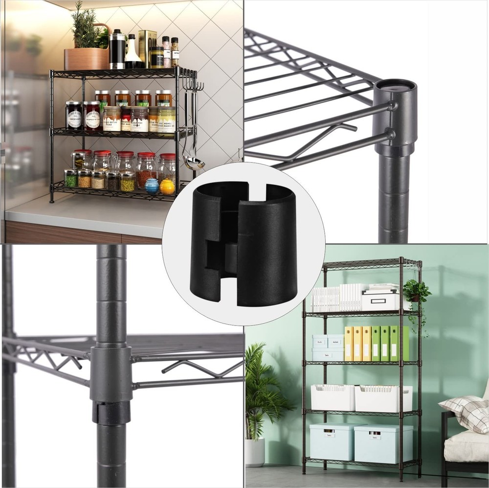 Wire Shelf Clips 38mm Black Plastic Shelf Lock Split Sleeves Metric 4 PCS