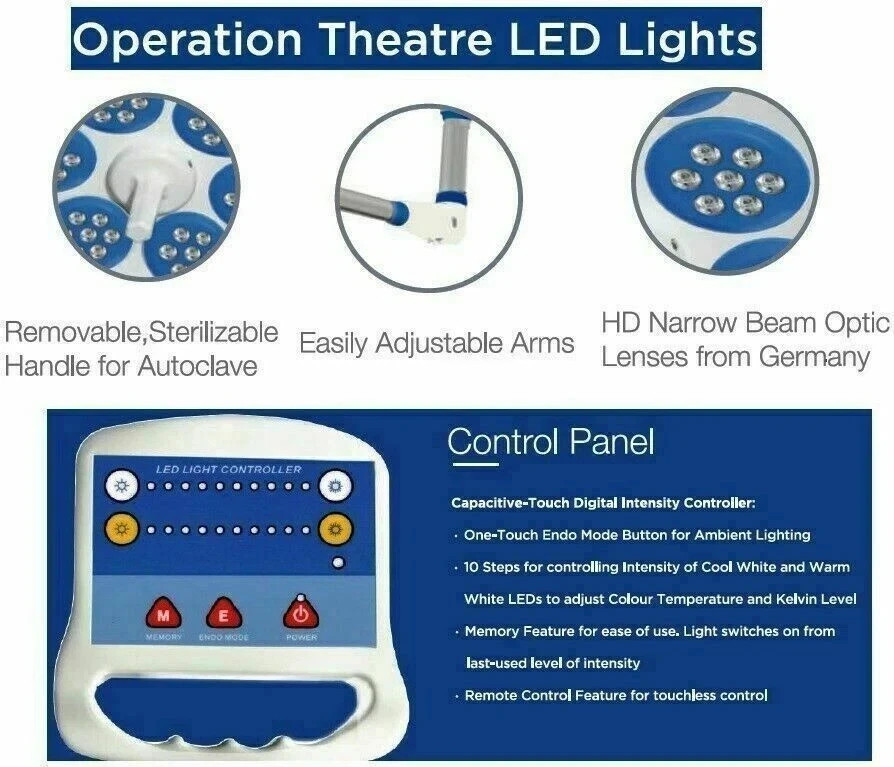 Star 105 + 105 Double Dome Operation Theatre LED OT Light Digital Control Panel