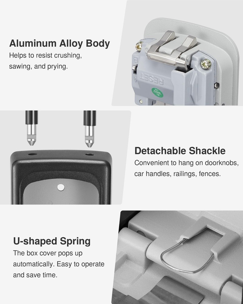 Lock Box Large Key Lock Box Resettable Combination Code Lockbox Portable Wall...