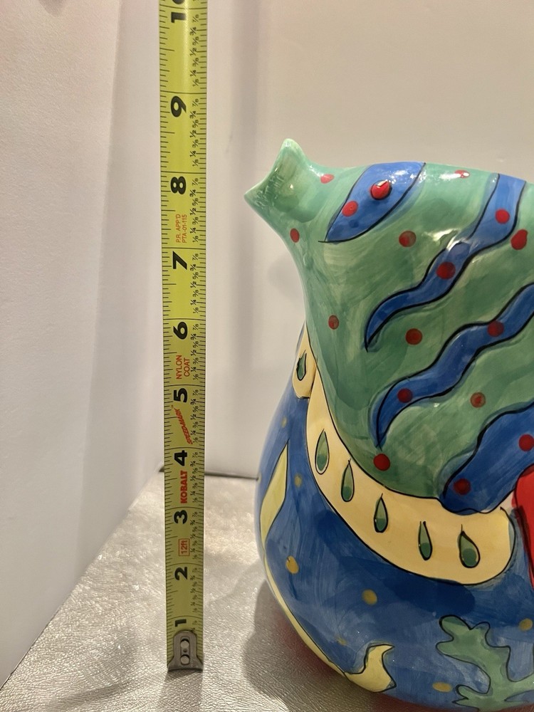 Ceramic Fish Water Pitcher. Multicolored.