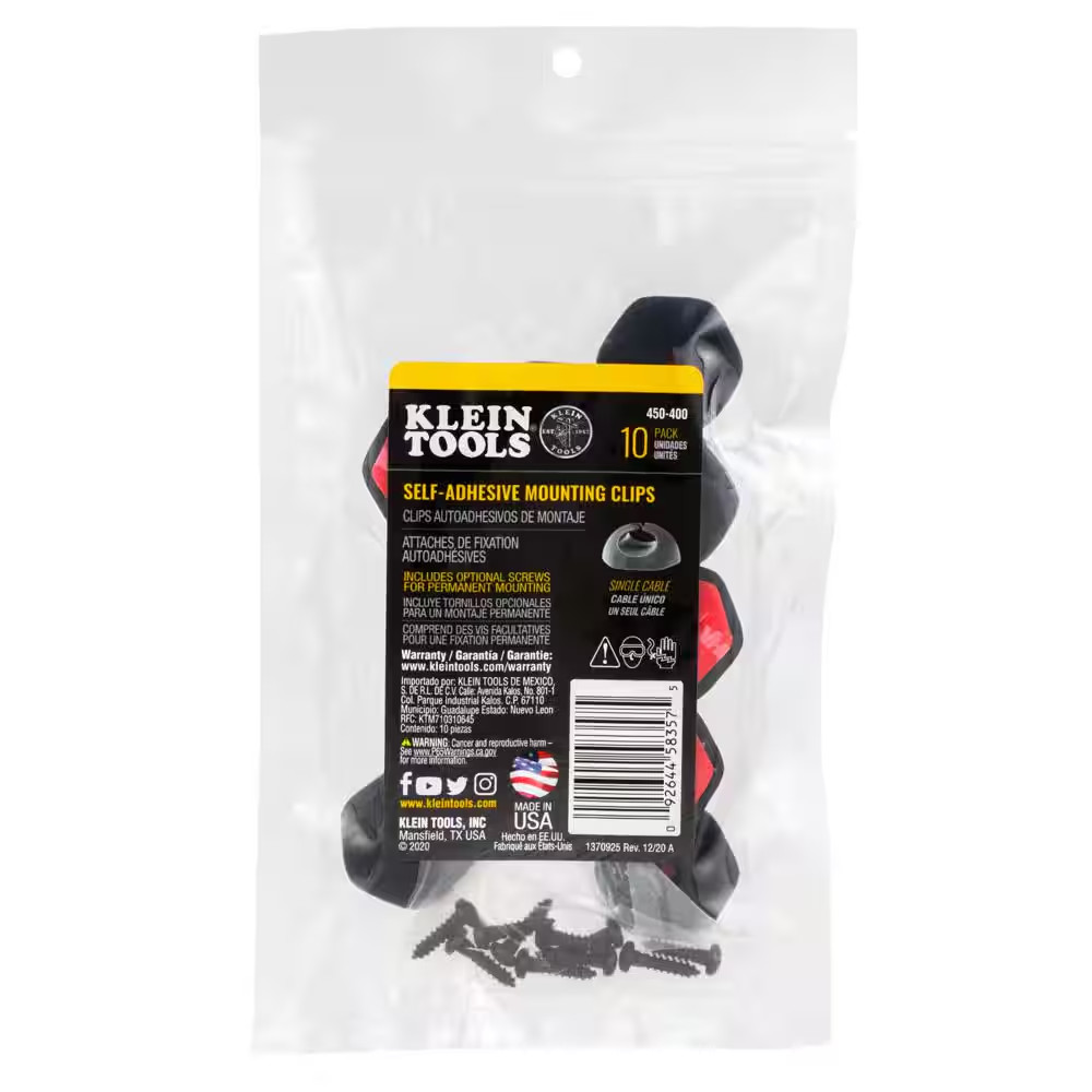 Self-Adhesive Cable Mounting Clips, 3-Slot (10-Pack)
