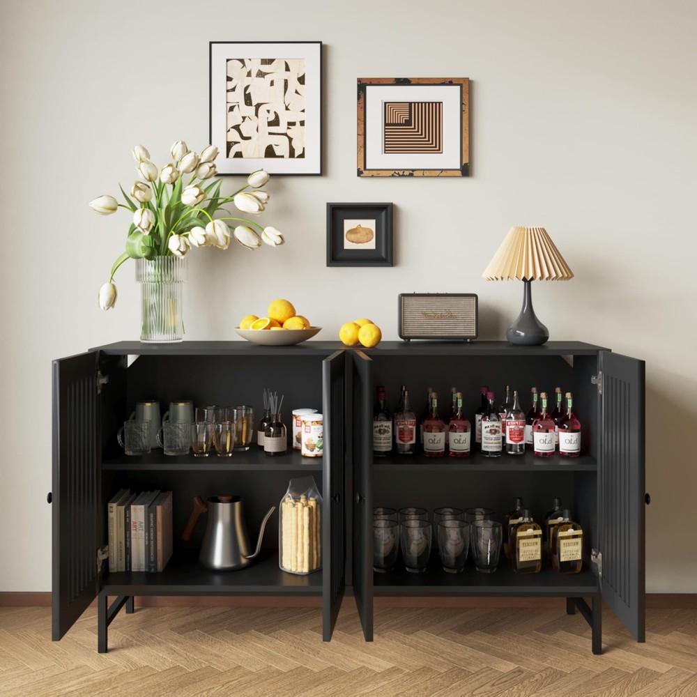 Buffet Storage Cabinet with 4 Doors,Kitchen Sideboard with Storage,Coffee Bar...