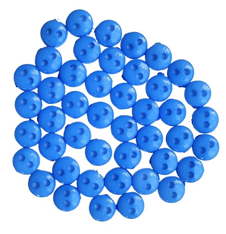 Tiny Round Blue Buttons - 1/4" Doll Clothes Quilt Sew - Shelly's Buttons