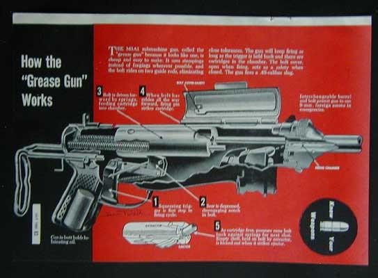 M3A1 Submachine Gun .45 caliber 1951 artwork Grease Gun