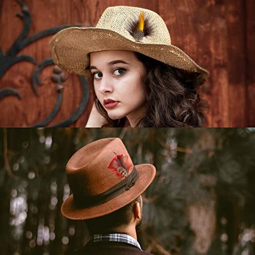 Hat Feathers, Assorted Natural Feather Packs Accessories for Fedora 11 Pcs