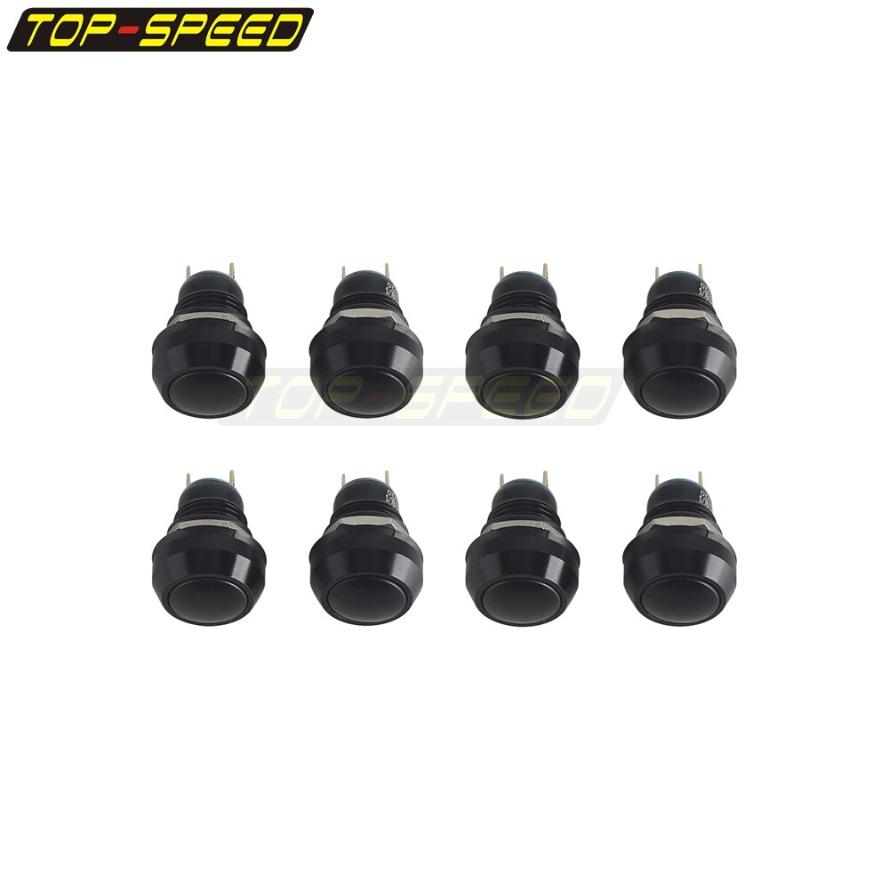 Black 8 Pcs Momentary Latching Switch Push Button For Harley Bobber Cafe Racer
