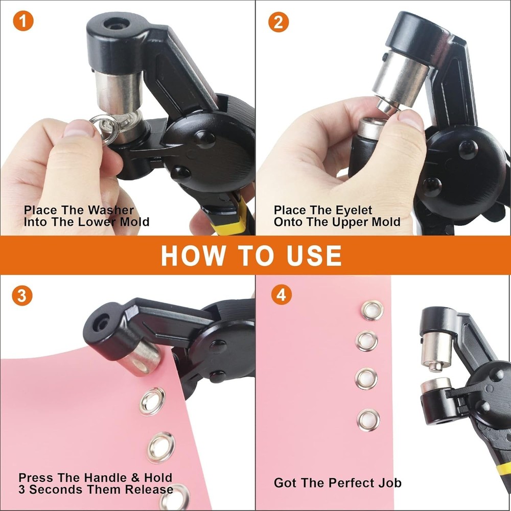 Grommet Tool Kit, Eyelet Tool Multi-Purpose Handheld Manual Hole Punch Rivet