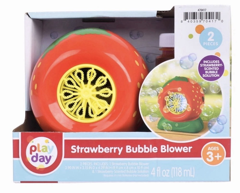 Strawberry Bubble Blower Includes Strawberry Scented Bubble Solution