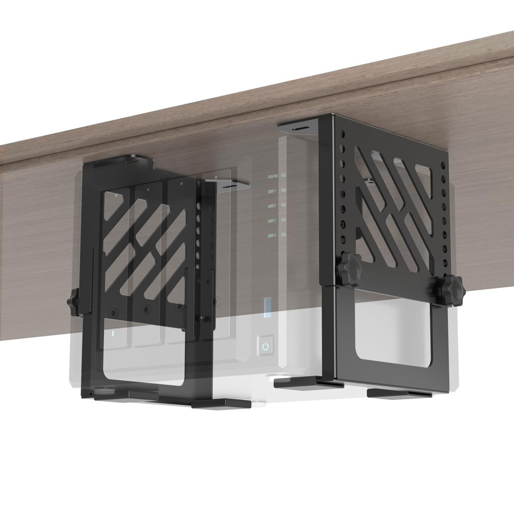Metal Under Desk Mount for NAS Adjustable Mounting Bracket for Desktop NAS 1/...