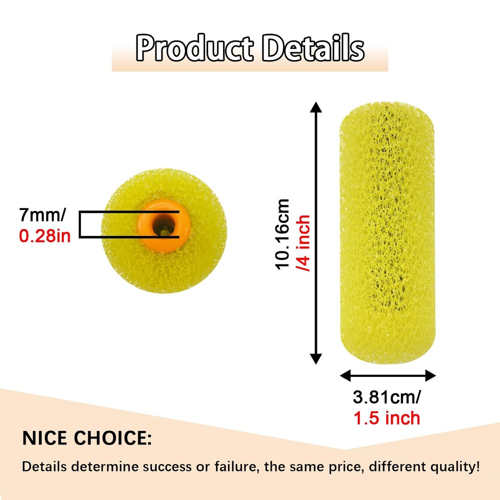 YLTOLOO 12 Pcs Textured Paint Roller Covers with 2 4",12pcs+2frame, Yellow