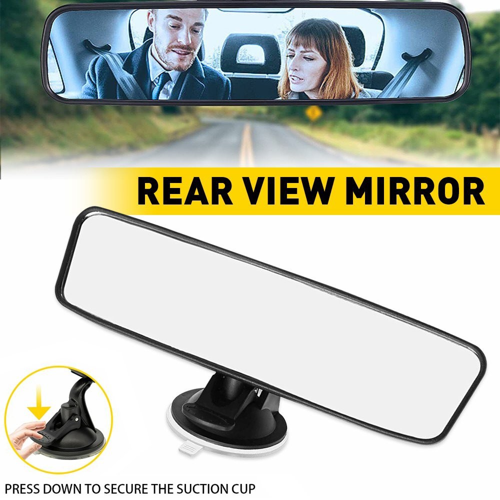 Universal Car Interior Rear View Mirror Wide Flat Suction Cup Angle Adjustable