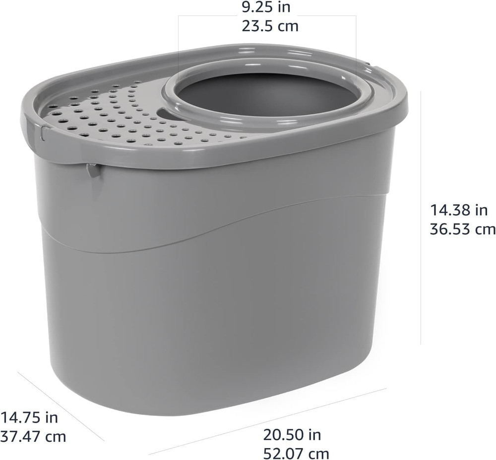 Large Cat Litter Box with High Sides, Top Entry, Odor Control, Includes Scoop, 2