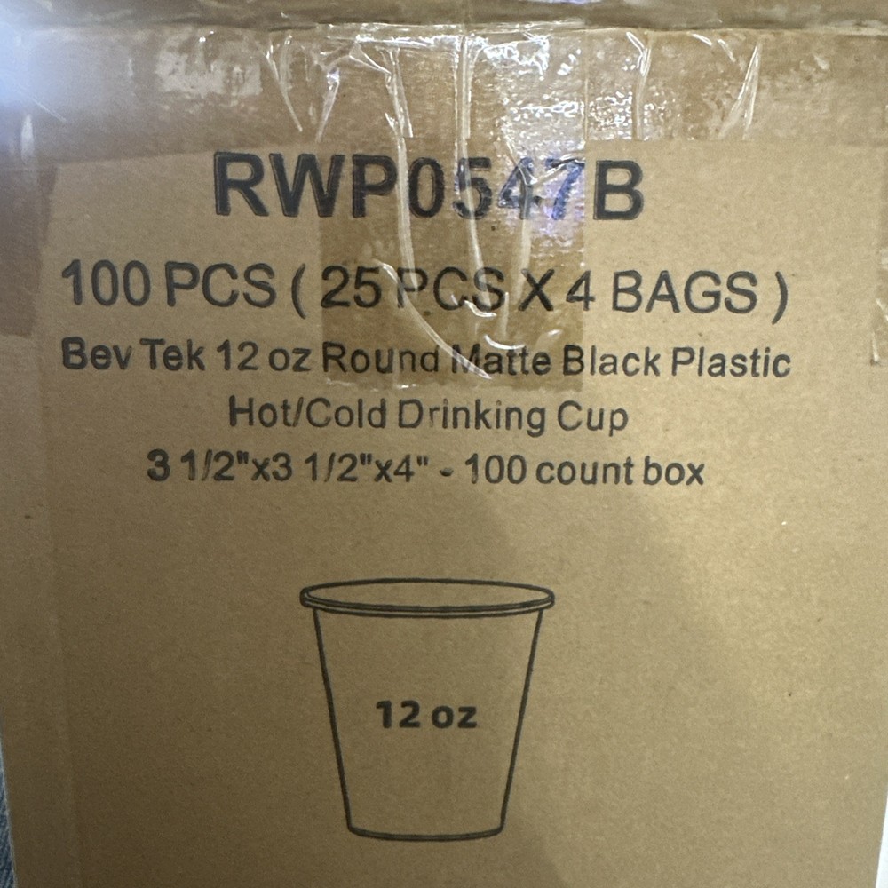 Bev Tek 12 oz Round Matte Black Plastic Hot/Cold Drinking Cups