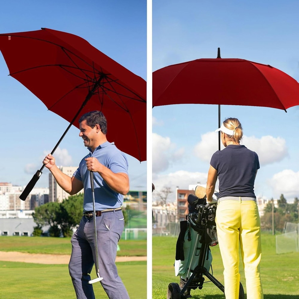 Automatic Open Extra Large Golf Umbrella Windproof Heavy Duty 62 Inch, Wine