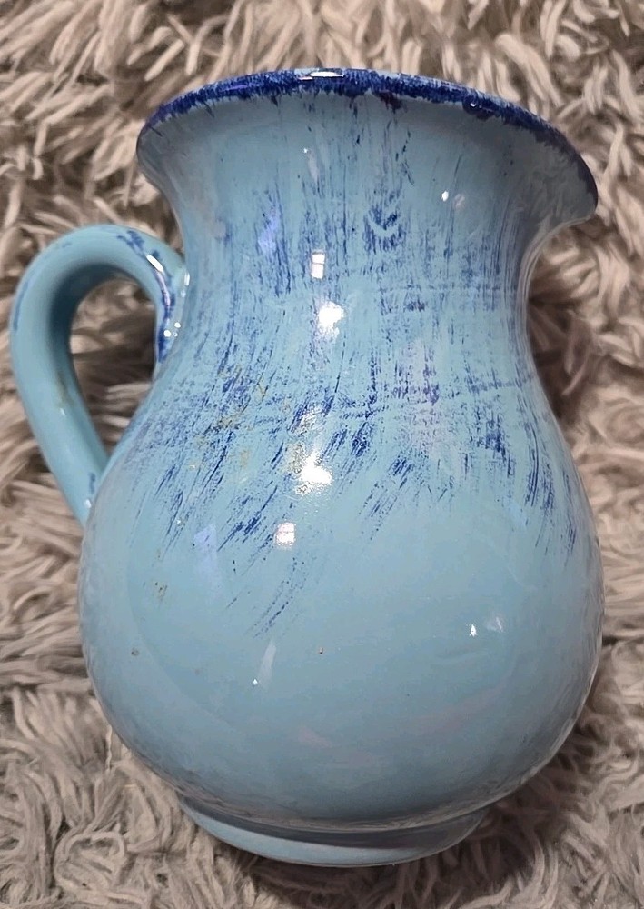 Rustic Ceramic Pitcher Jug Made In Italy Turquoise EUC