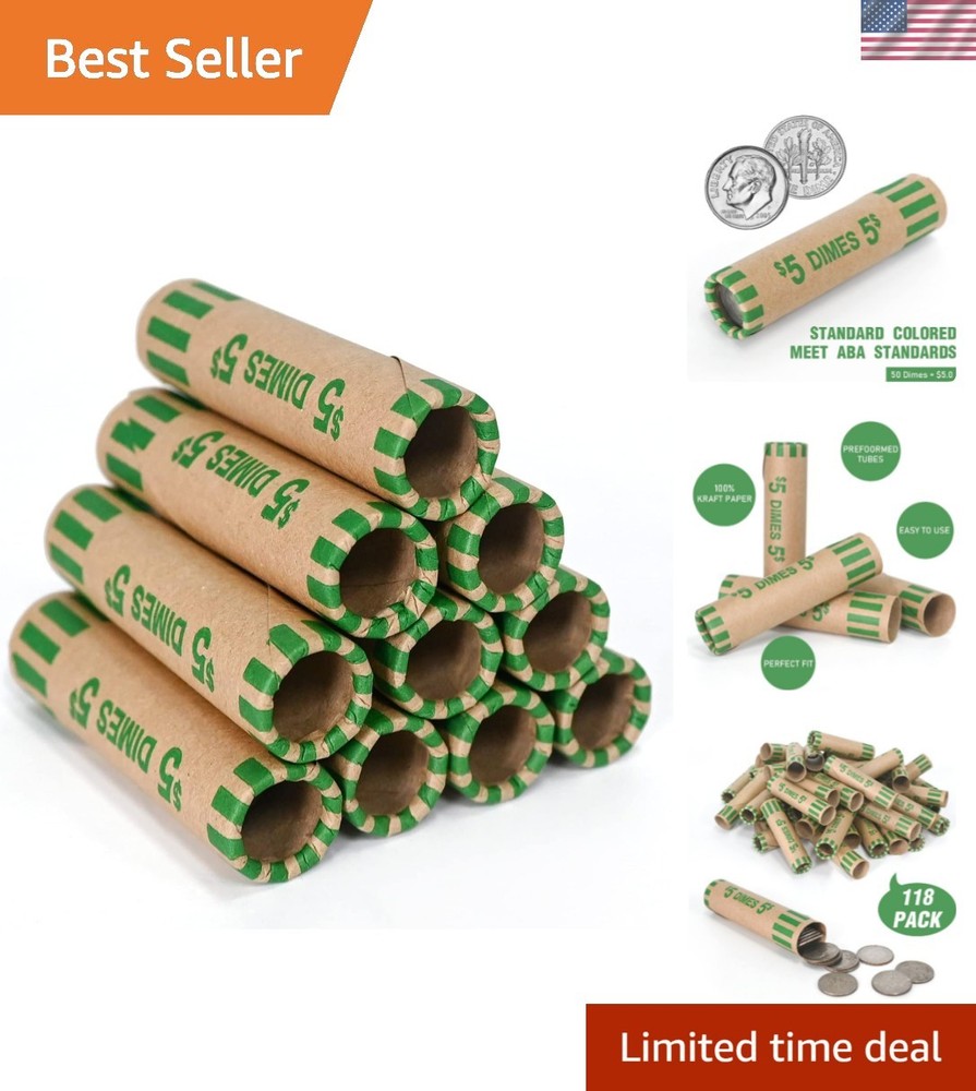 118 PCS Preformed Coin Wrappers Rolls-Dimes