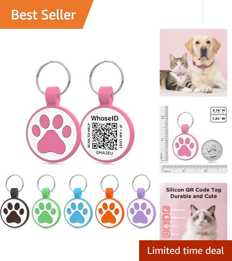 1.25" Personalized QR Code Dog Tag - Stylish Rose for Medium to Large Breeds