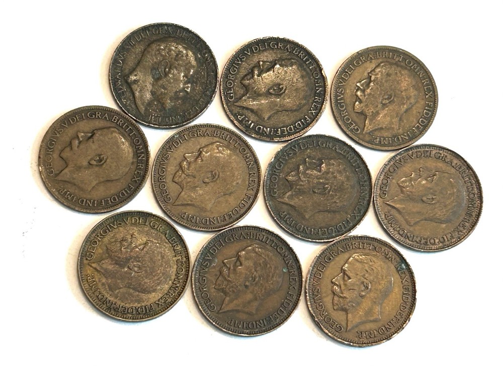10 Different Early Great Britain Farthings.