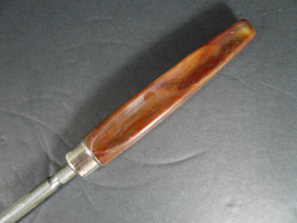 Vintage Bakelite Brown Marbleized 11" Sharpening Steel