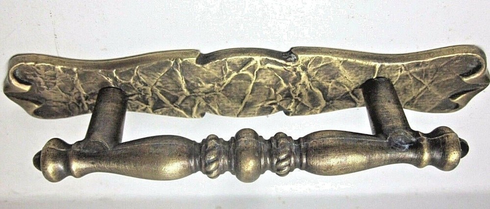 Amerock 176 Carriage 1971 Dark Hammered Brass Pull Handle & Backplate 3" Centers