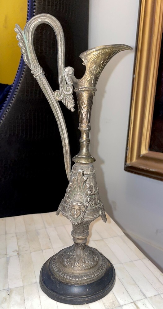 Antique Cast Ewer/Pitcher Clock Garniture