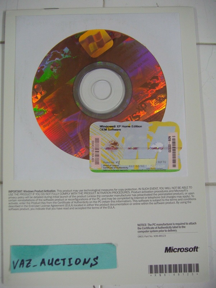 MICROSOFT WINDOWS XP HOME FULL w/SP3 OPERATING SYSTEM OS MS WIN =NEW=