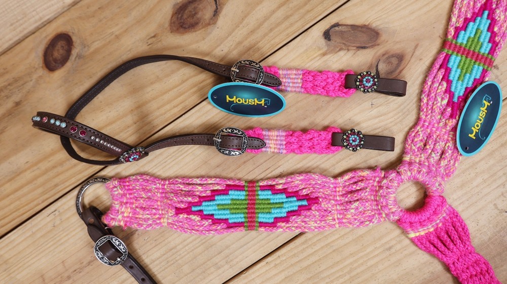 Mohair Western Headstall Tack Set with 32” Front Girth