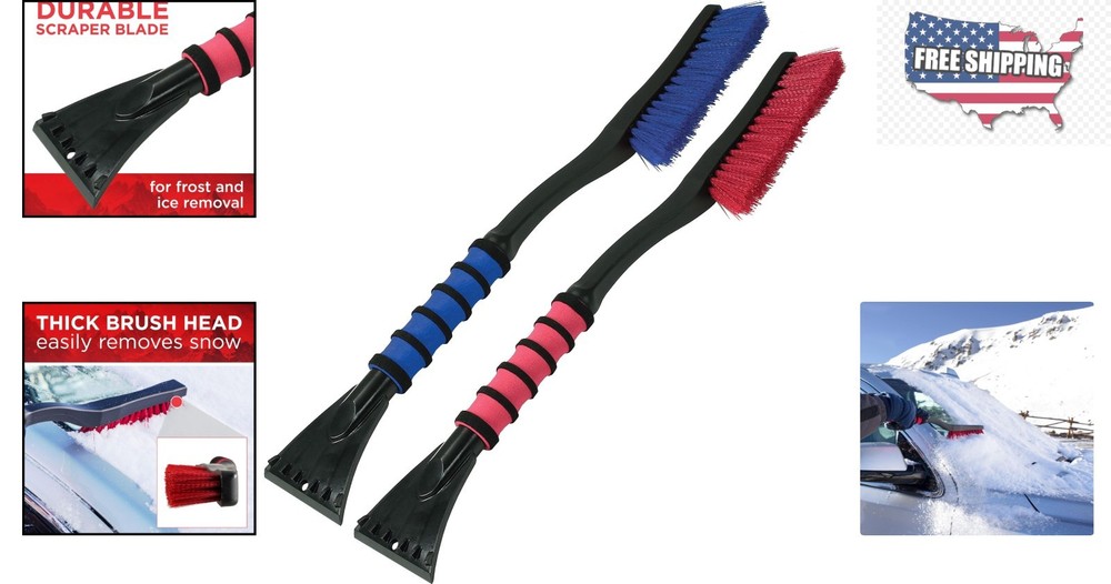 Cool-Force 26” Snowbrush & Ice Scraper Set - 2 Pack for Effective Winter Prep