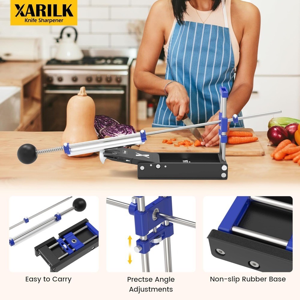 Foldable Portable Knife ener System Adjustable Angle with 3 Diamond Stones