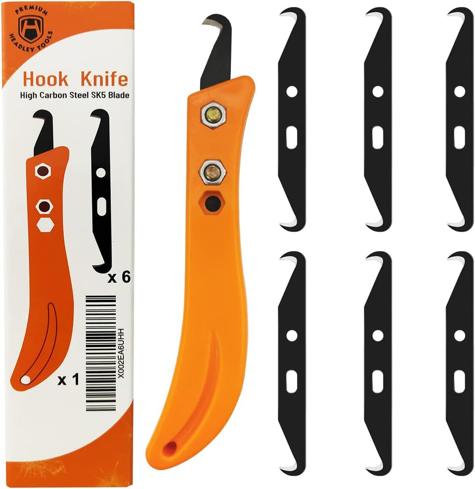 Headley Tools Hook Blade Utility Knife, Golf Grip Removal Tool Hook Knife with B