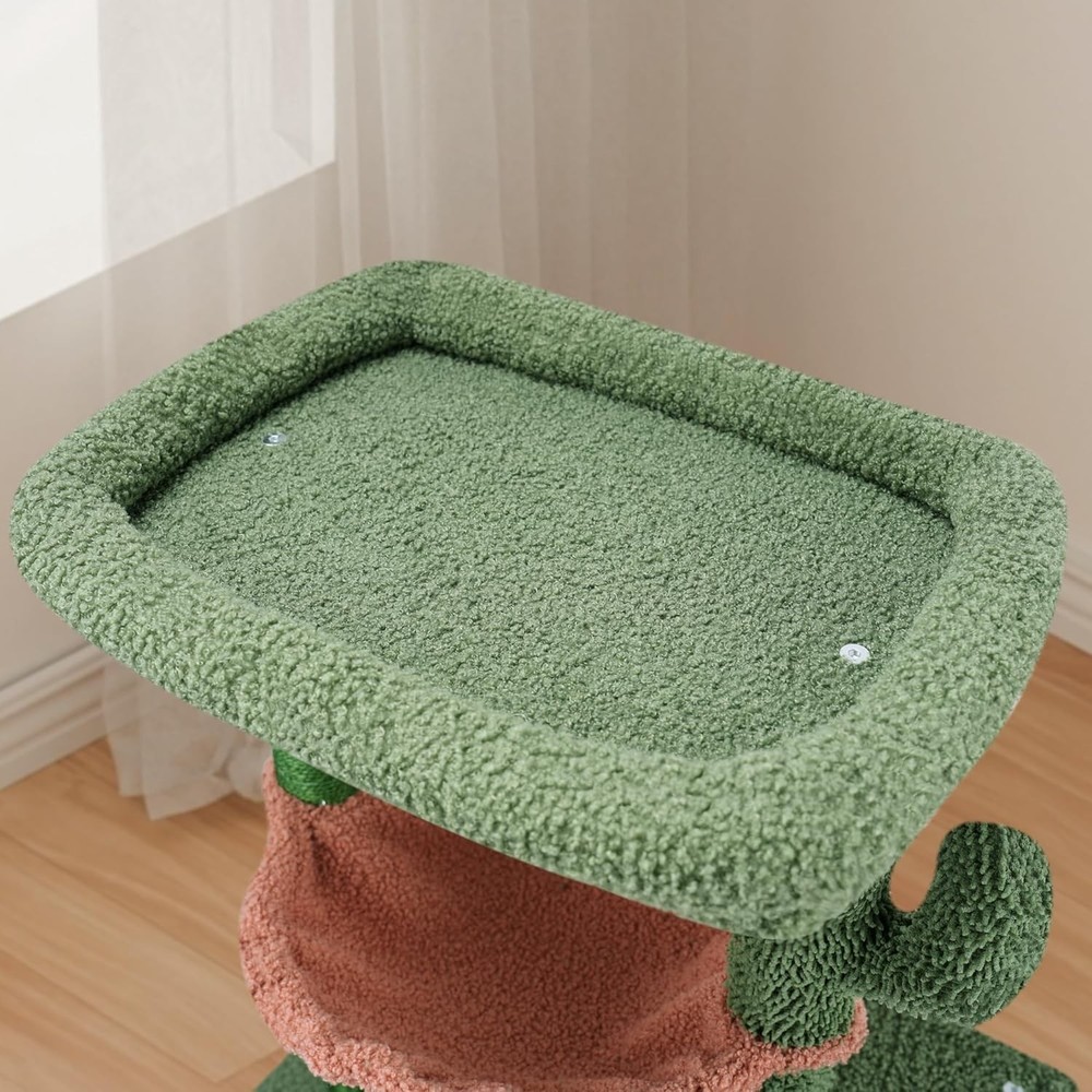 Chic 37.4" Cactus Cat Tree: Multi-Level Tower with Cozy Hammock & Scratching Pad