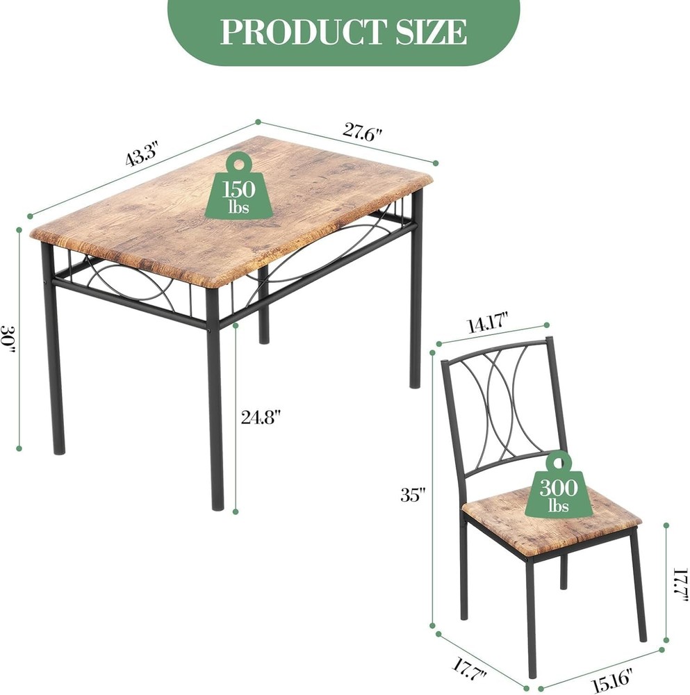 Small Rectangle Dining Table Set 4 Kitchen Table W/ 4 Upholstered Chairs