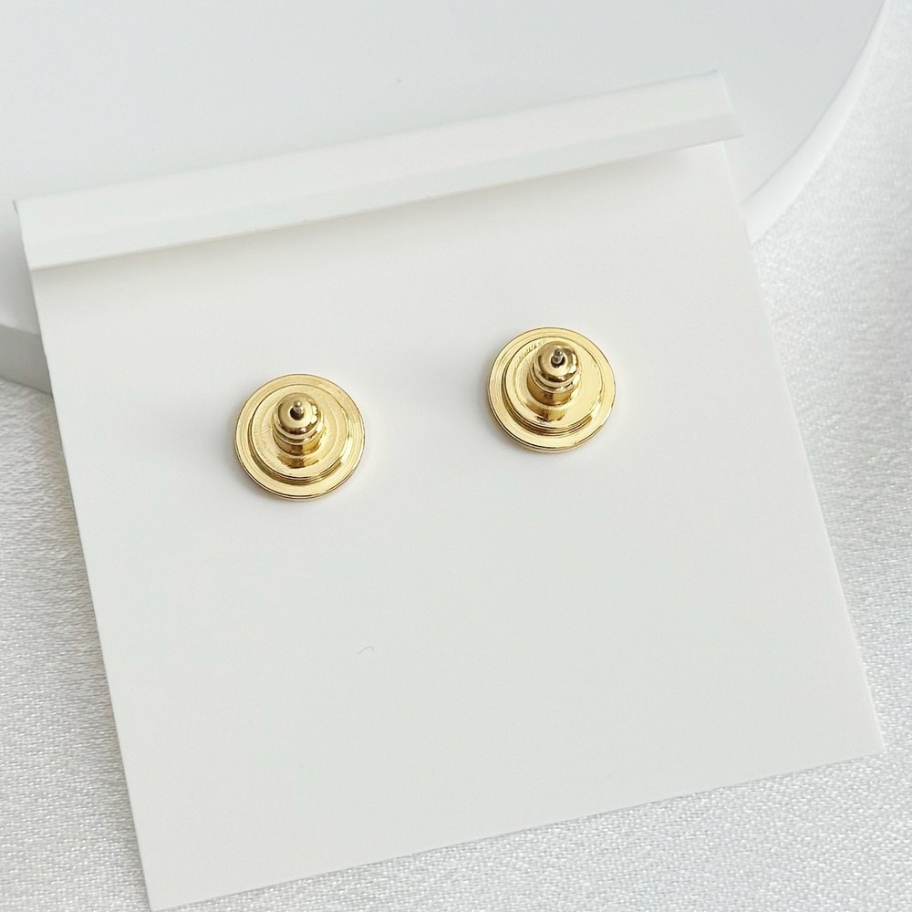 Tory Burch round silver gold stud Earrings