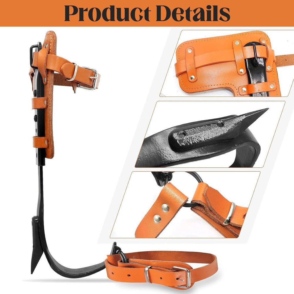 Tree Climbing Spikes Set Upgraded Leather Tree Climbing Tool Set with Harness Be