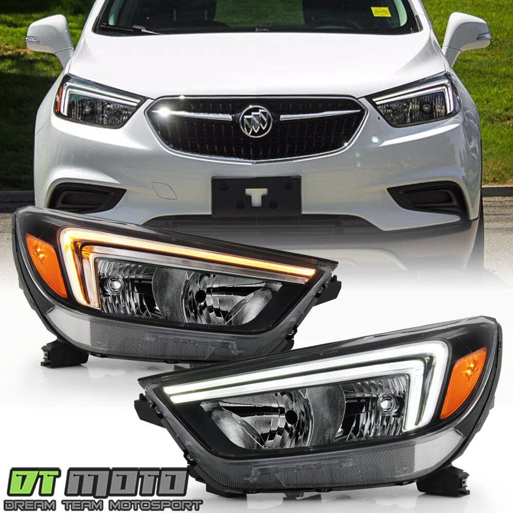 2017-2022 Buick Encore Halogen Model LED DRL Headlights Headlamps Set Left+Right