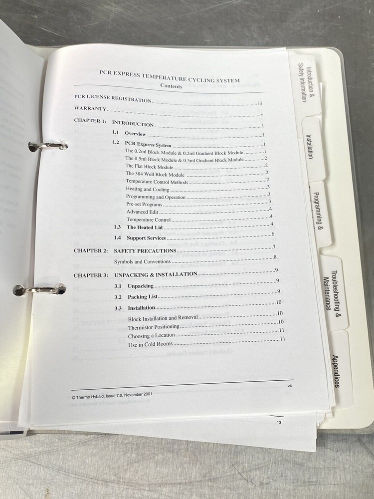 Thermo Hybaid PCR Express Thermal Cycler 2001 - Users Guide /Instructions Book