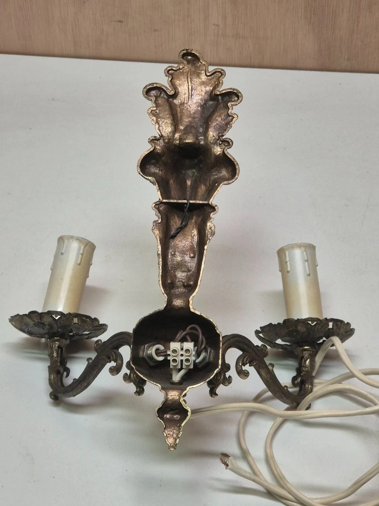 Vintage Gilded Brass Sconce Decorative Rococo Style Untested