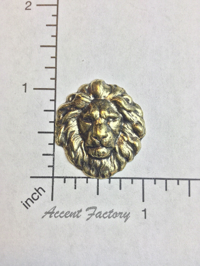 45053 - 2 Pc Medium Lion Head Finding Stamping Brass Ox