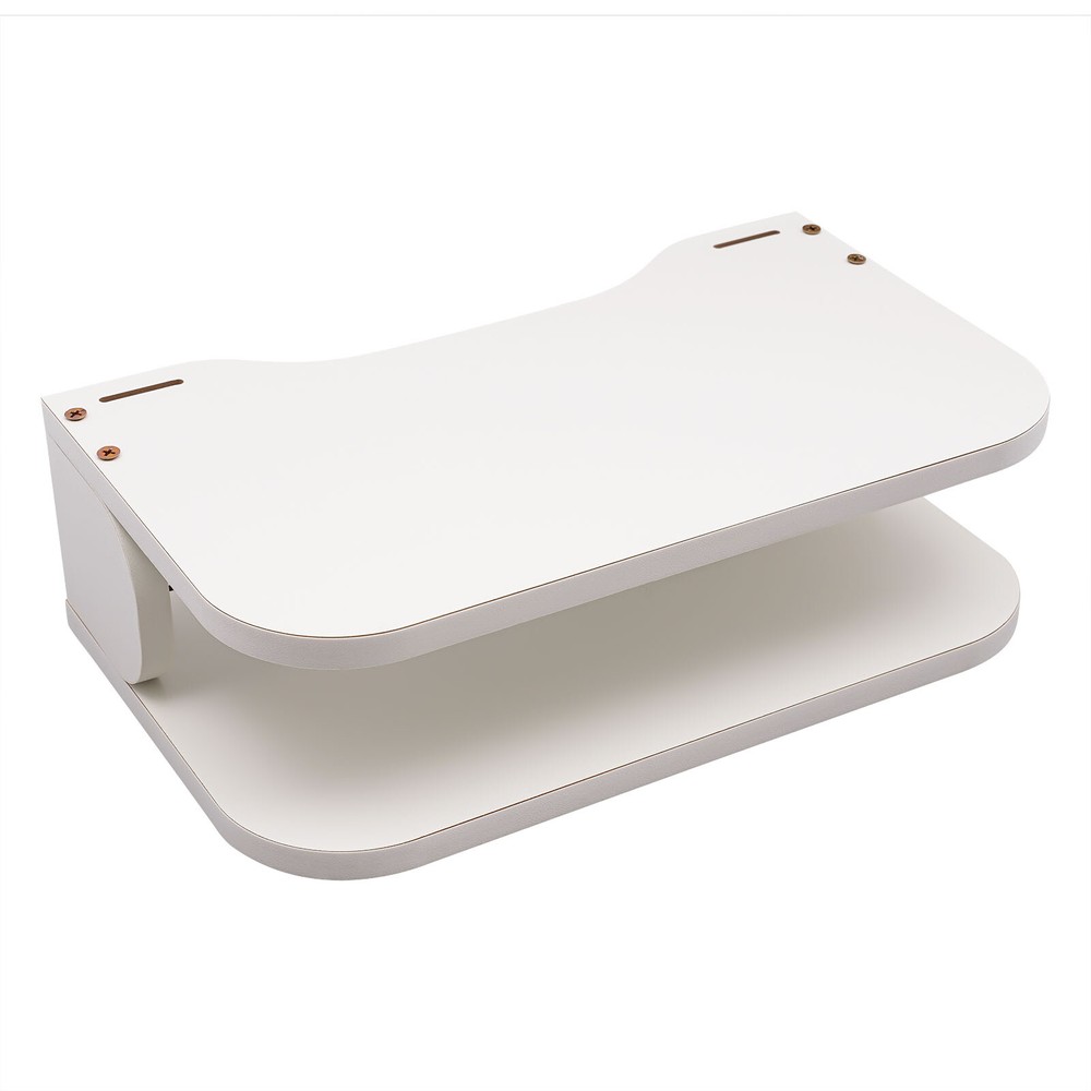 White Floating Router Shelf Wall Mounted Set-top Box TV Components Storage Rack