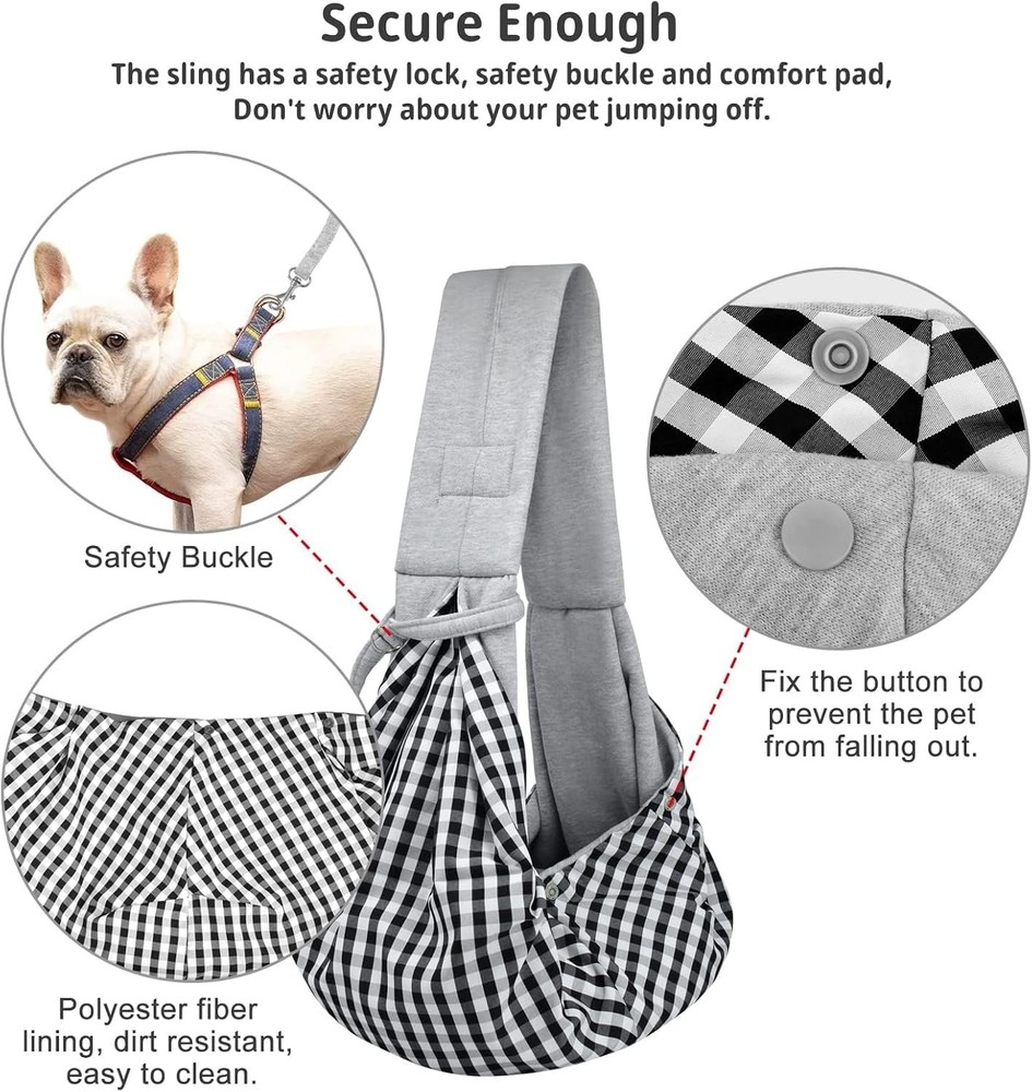Soft Hands-Free Sling Carrier for Small Pets - Classic Grey - Stylish & Secure