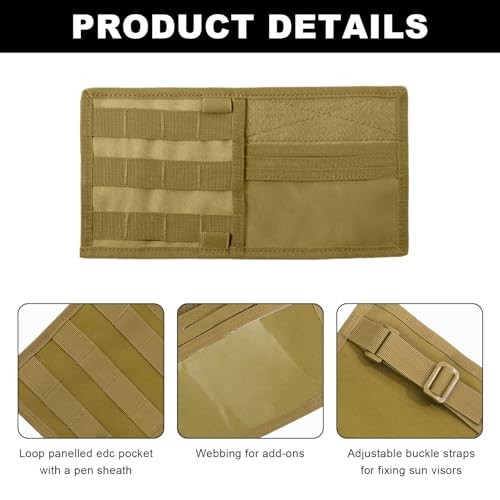 Car Sun Visor Organizer, Tactical Nylon Vehicle Visor Panel Storage Khaki