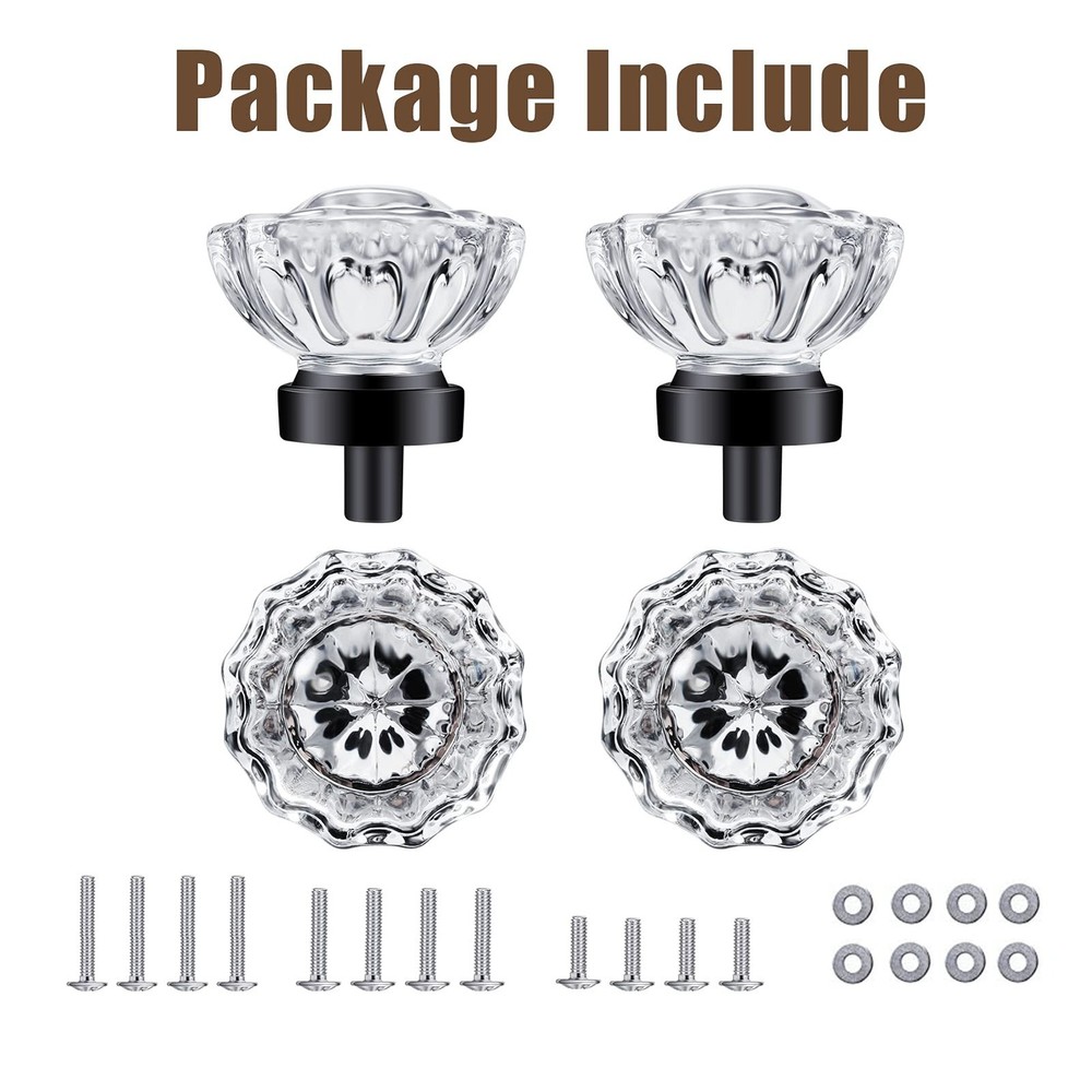 4 Pack Crystal Knobs Drawer Knobs Vintage,Glass Crystal knobs for Dresser Dra...