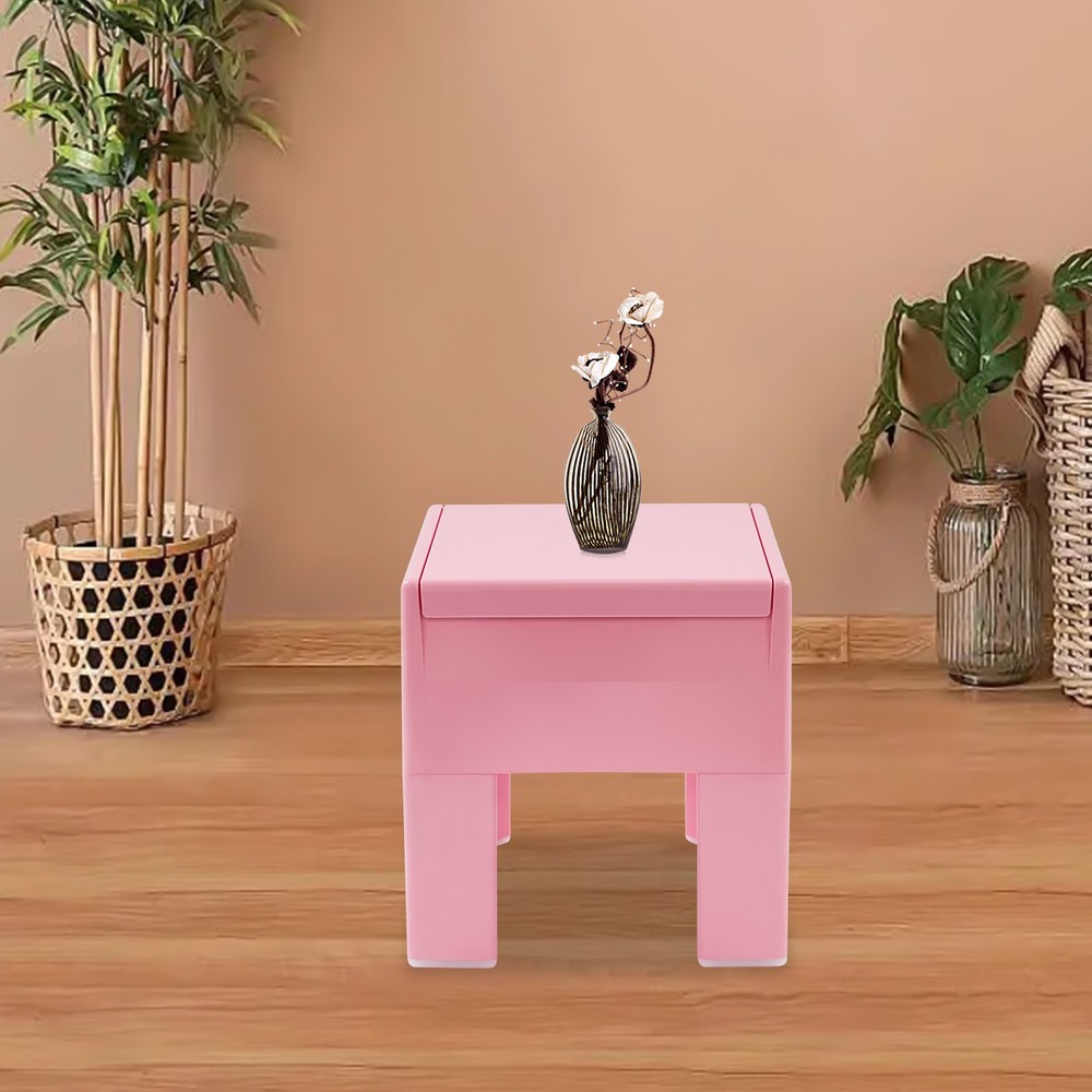 38*32*40cm ABS Side Table，Storage Stool，Multifunctional End Table，Pink Low Stool