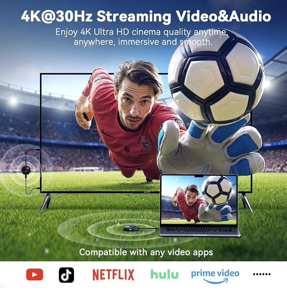 2026 Upgraded Wireless HDMI Transmitter and Receiver 4K