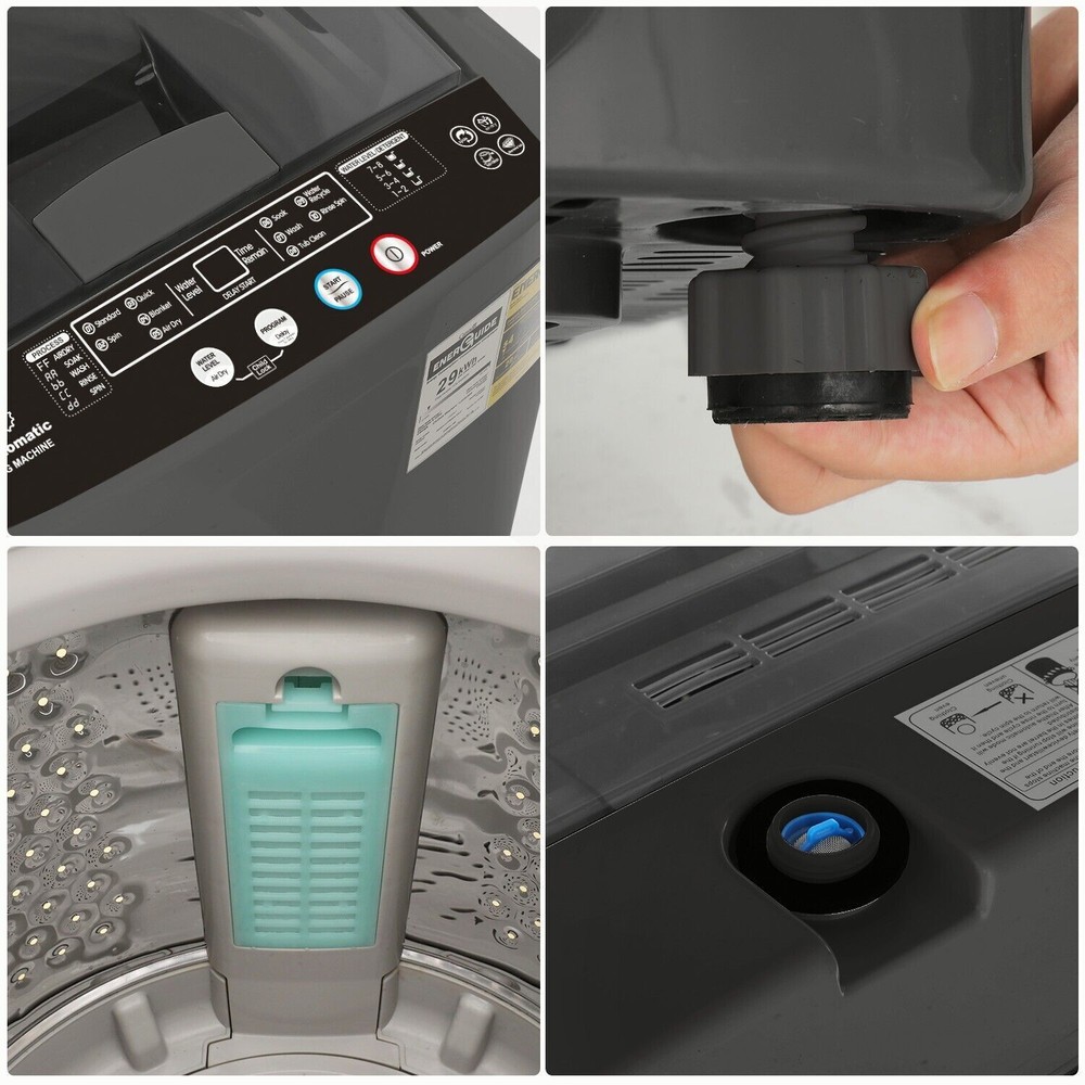 Portable Washing Machine 15.6Lbs Capacity Full-Automatic Washer w/ 10 Programs