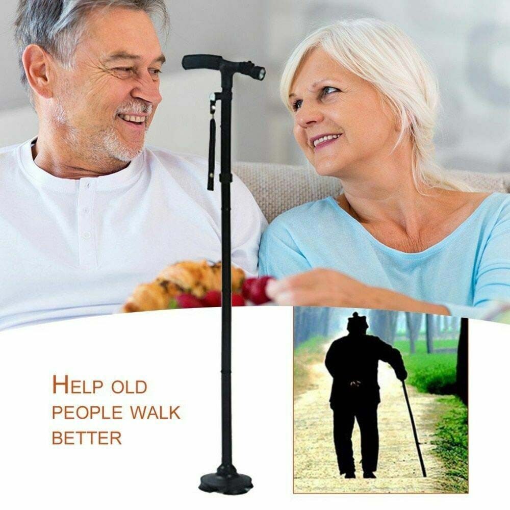 Lightweight Folding Walking Cane Collapsible Adjustable Walking Stick With LED