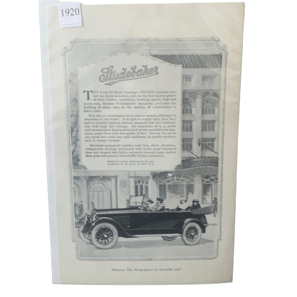 Vintage 1920 Studebaker Series 20 Seven Passenger Ad Advertisement