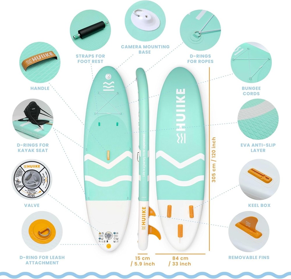 Full Pack Inflatable Paddle Board - 10' x 33" with Complete Accessories Included