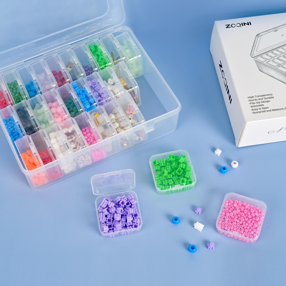 Bead Organizer, 30Pcs Small Clear Plastic Storage Containers with
